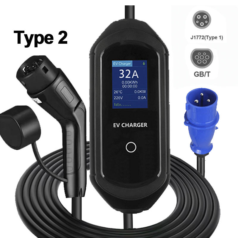 TIMEYES 7KW Portable Electric  - Portable Ev Charger 32A Type 2 Cee Plug recension och pris